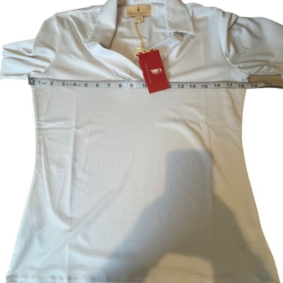 NWT Sport Haley Women's 3/4 Sleeve White Collared Athletic Blouse Small - Picture 8 of 10